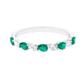 Emerald Half Eternity Ring – Pear Shape Emerald East West Prong Setting Band