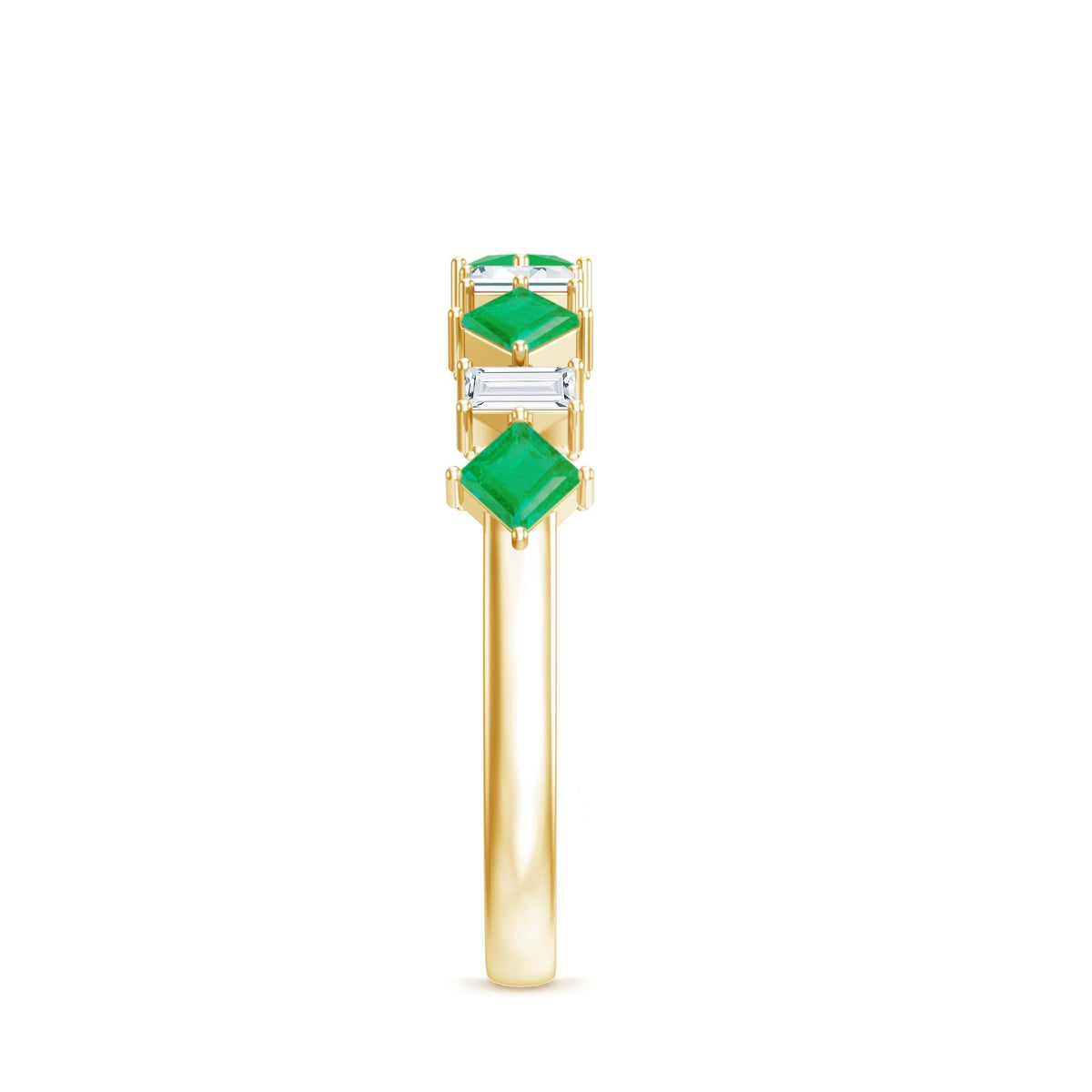 Emerald Half Eternity Ring – Princess Cut Emerald & Moissanite Anniversary Band