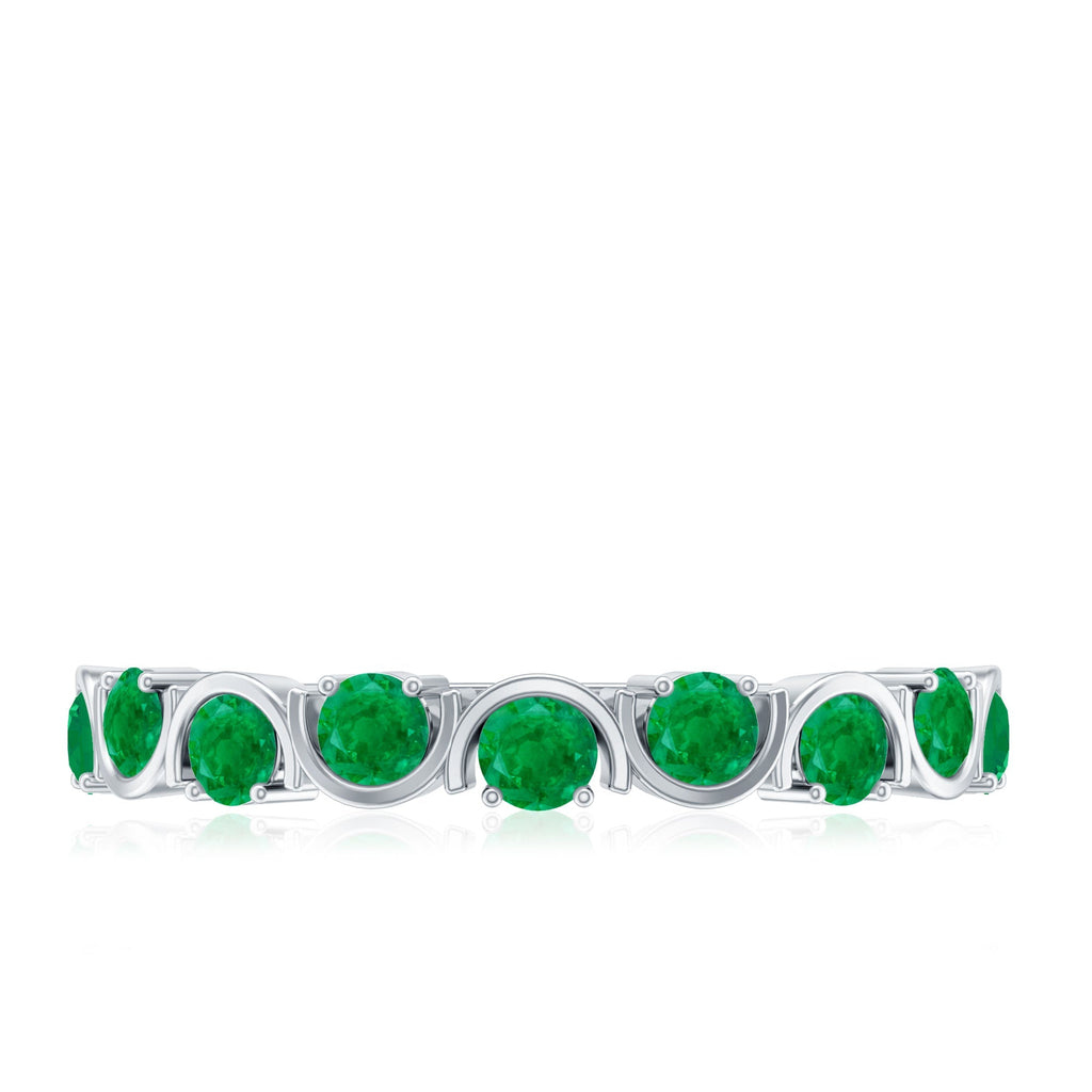 Emerald Half Eternity Ring – Stackable Green Gemstone Band With AAA Quality Emerald