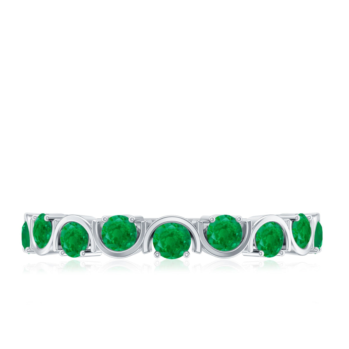 Emerald Half Eternity Ring – Stackable Green Gemstone Band With AAA Quality Emerald