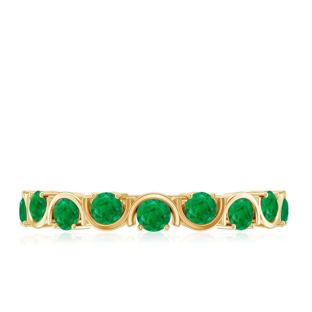Emerald Half Eternity Ring – Stackable Green Gemstone Band With AAA Quality Emerald