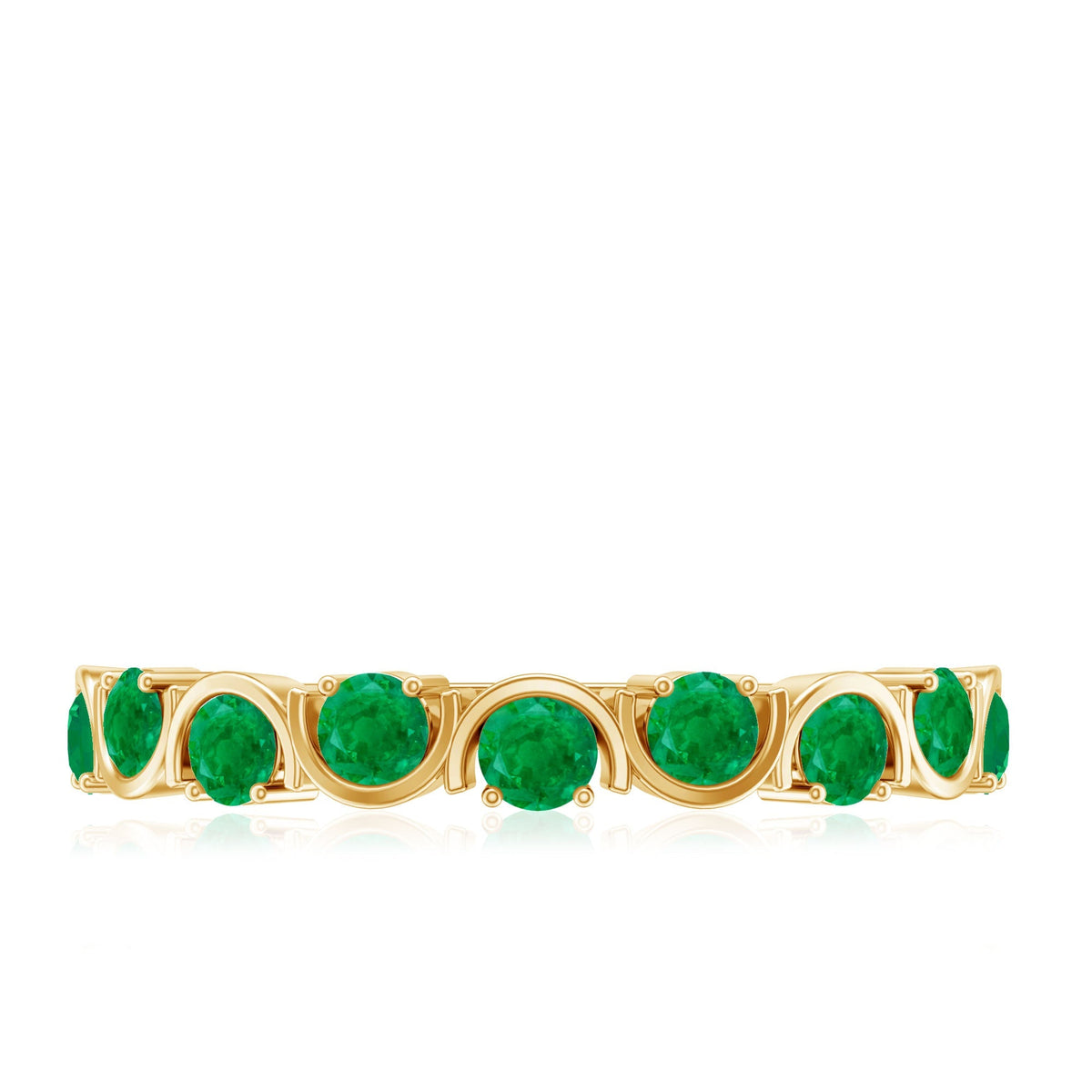 Emerald Half Eternity Ring – Stackable Green Gemstone Band With AAA Quality Emerald