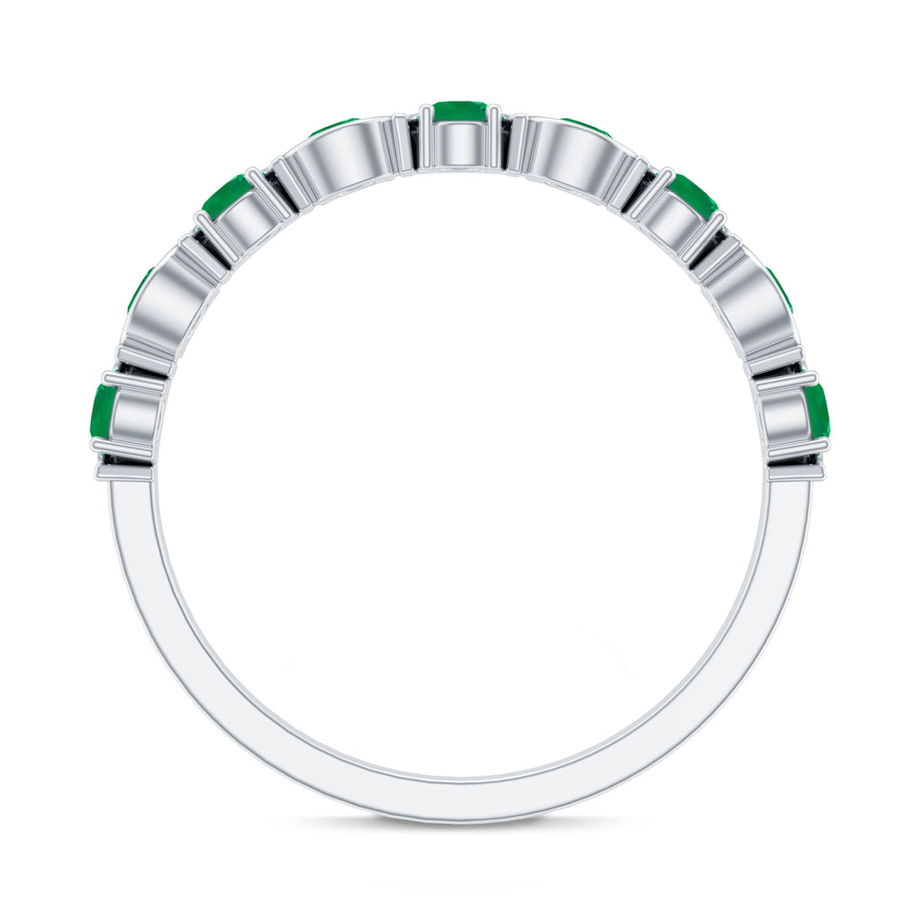Emerald Half Eternity Ring – Stackable Green Gemstone Band With AAA Quality Emerald