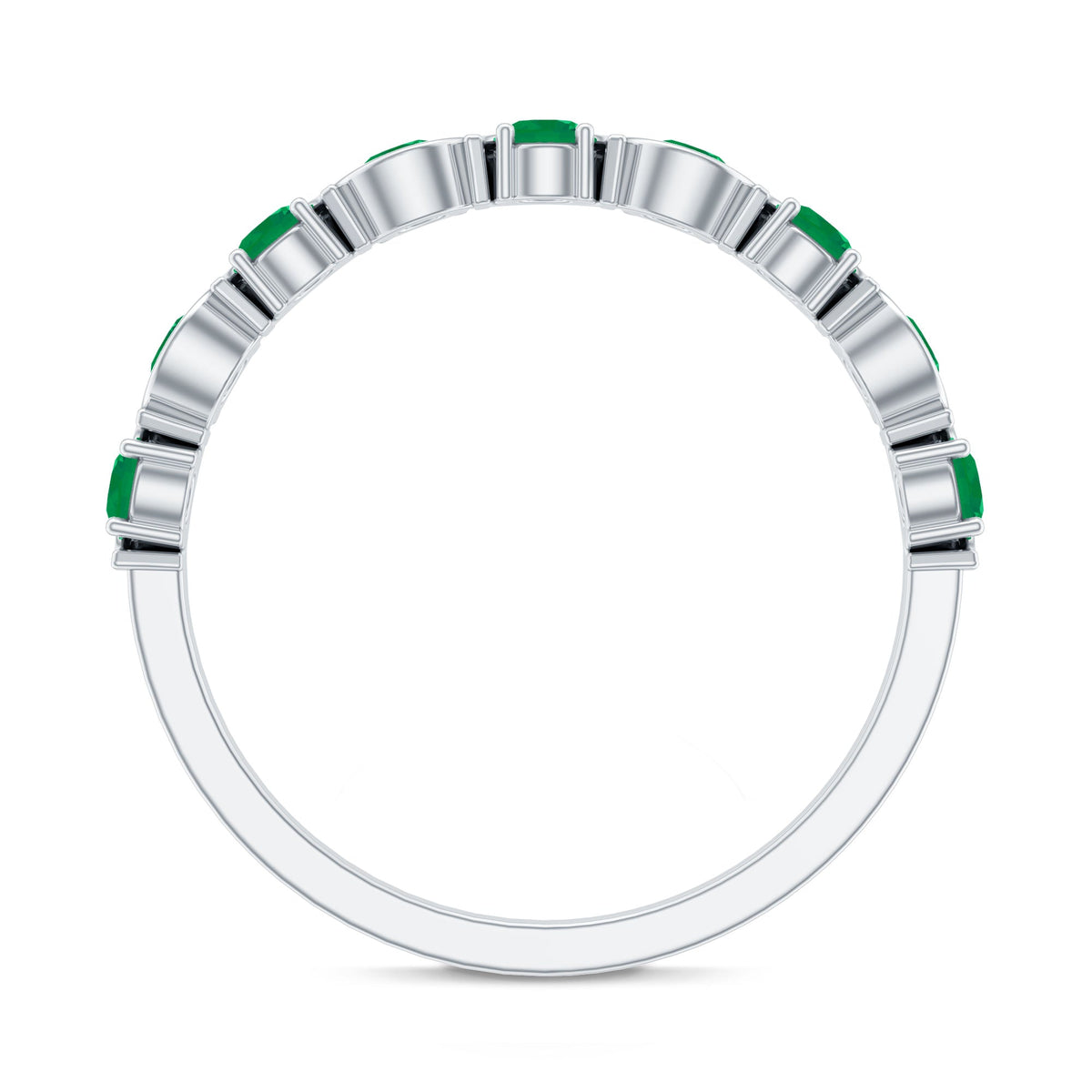 Emerald Half Eternity Ring – Stackable Green Gemstone Band With AAA Quality Emerald