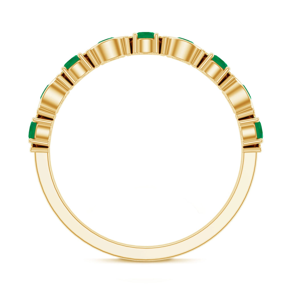 Emerald Half Eternity Ring – Stackable Green Gemstone Band With AAA Quality Emerald