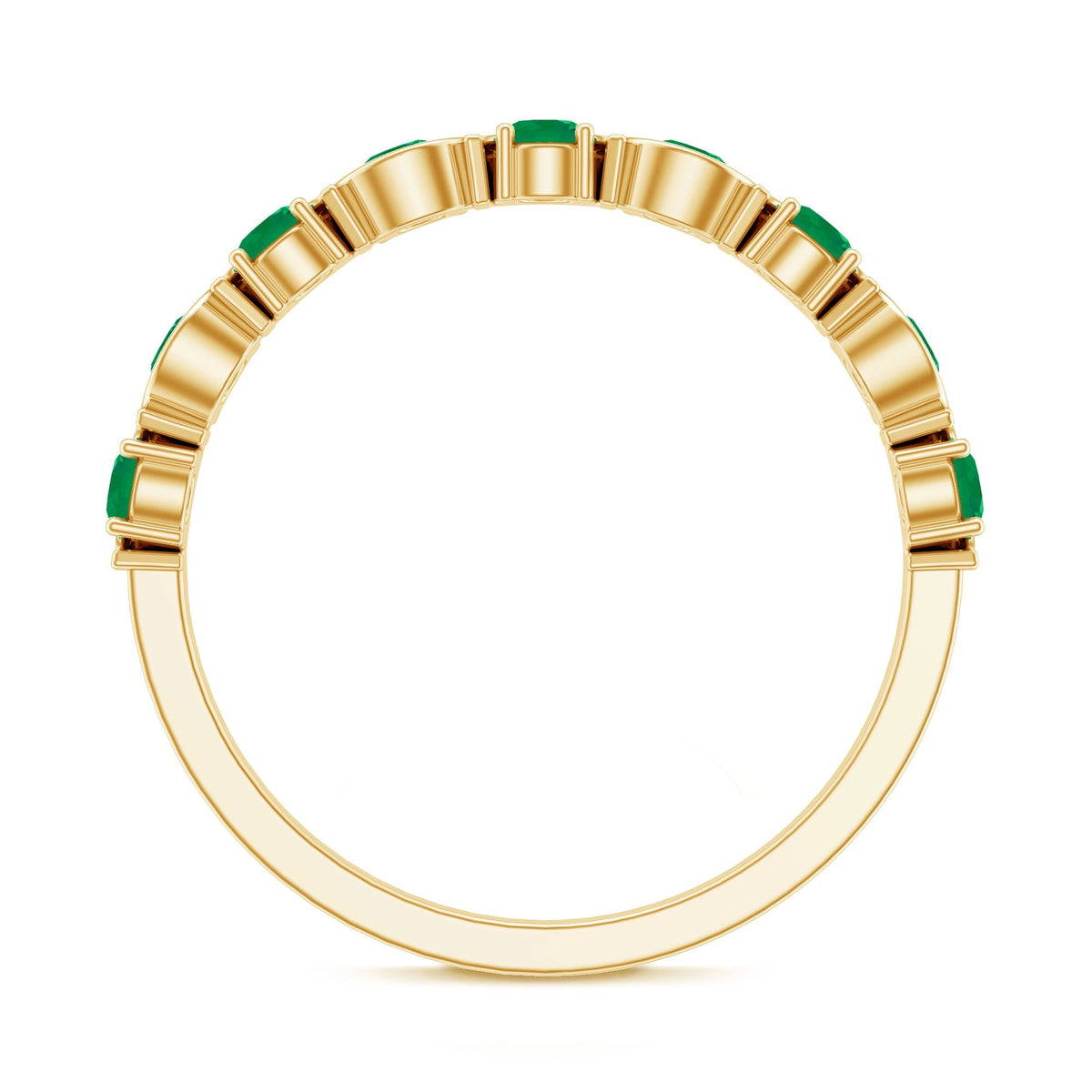 Emerald Half Eternity Ring – Stackable Green Gemstone Band With AAA Quality Emerald
