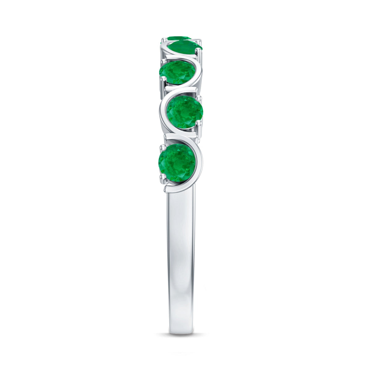 Emerald Half Eternity Ring – Stackable Green Gemstone Band With AAA Quality Emerald
