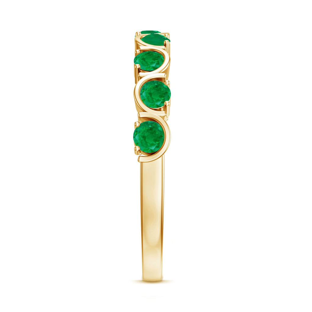 Emerald Half Eternity Ring – Stackable Green Gemstone Band With AAA Quality Emerald