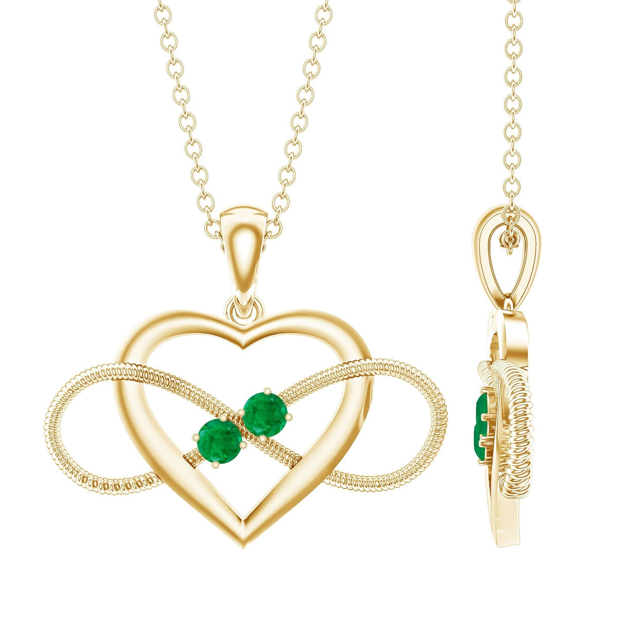 Emerald Heart Necklace – Infinity Heart Pendant with AAA Quality Emeralds