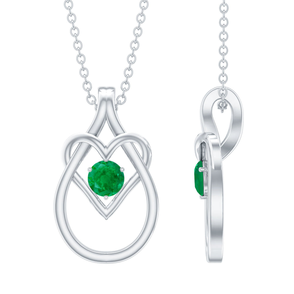 Emerald Heart Necklace – Round Cut Emerald Teardrop Pendant With Hidden Bail