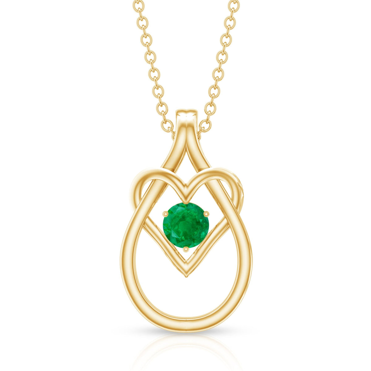 Emerald Heart Necklace – Round Cut Emerald Teardrop Pendant With Hidden Bail
