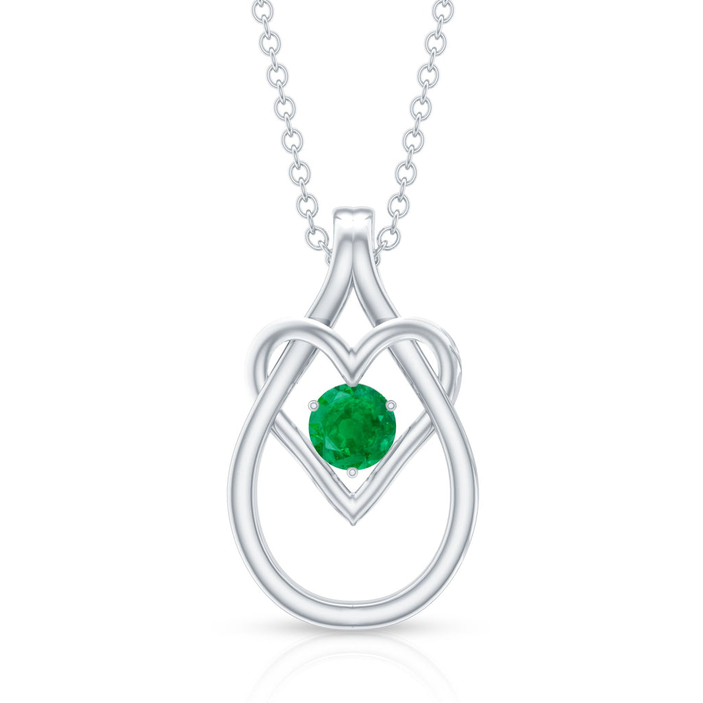 Emerald Heart Necklace – Round Cut Emerald Teardrop Pendant With Hidden Bail