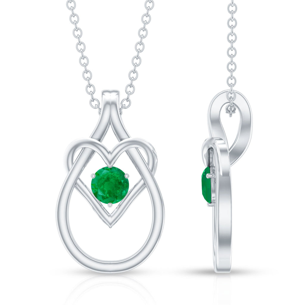 Emerald Heart Necklace – Round Cut Emerald Teardrop Pendant With Hidden Bail