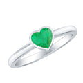 Emerald Heart Ring – Heart Shaped Emerald Solitaire Bezel Setting Jewelry