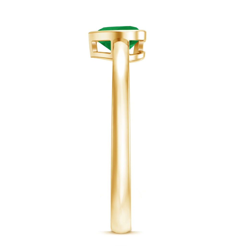Emerald Heart Ring – Heart Shaped Emerald Solitaire Bezel Setting Jewelry