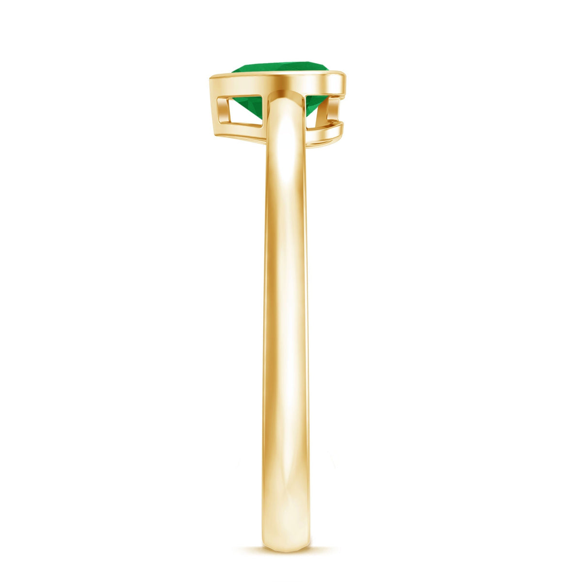 Emerald Heart Ring – Heart Shaped Emerald Solitaire Bezel Setting Jewelry