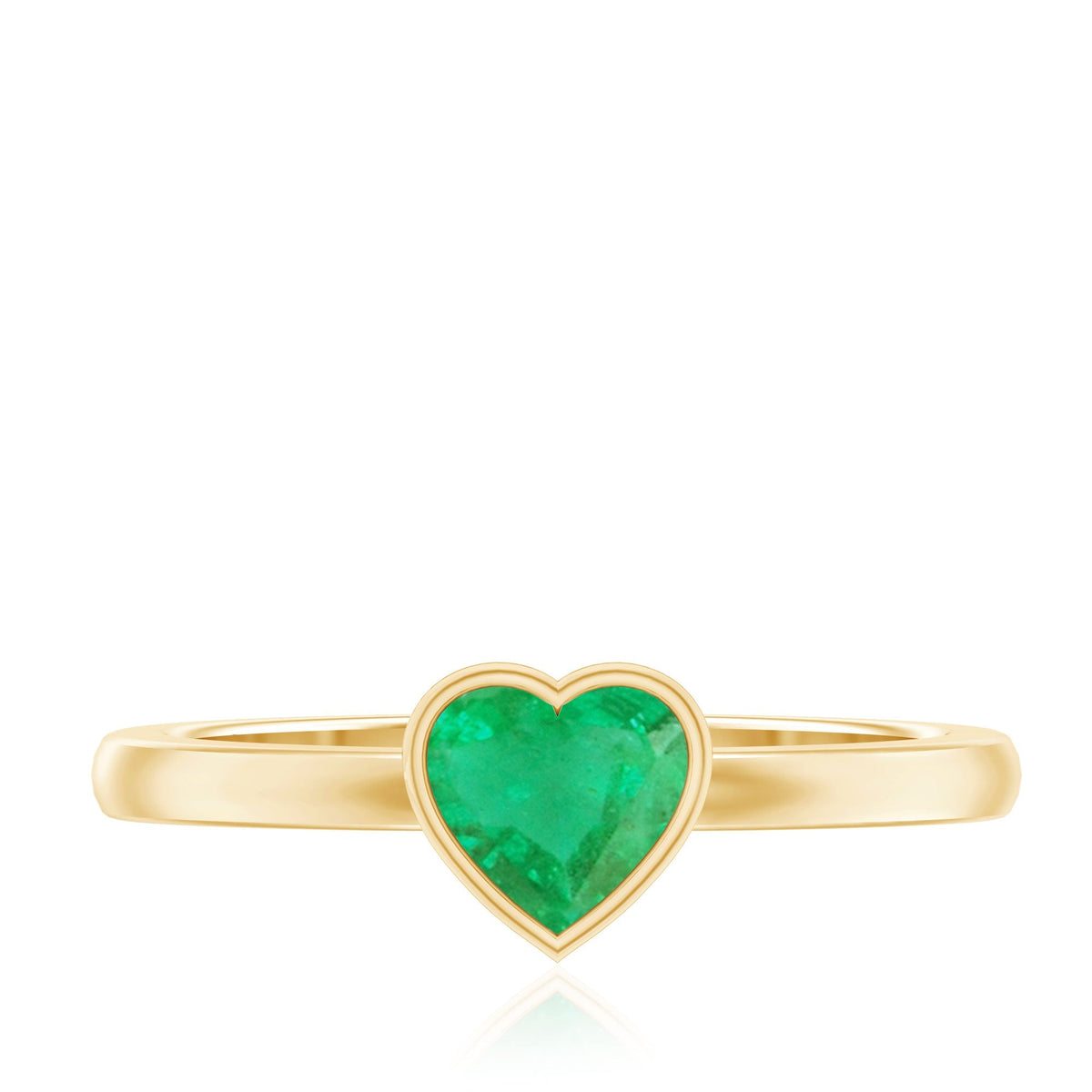 Emerald Heart Ring – Heart Shaped Emerald Solitaire Bezel Setting Jewelry