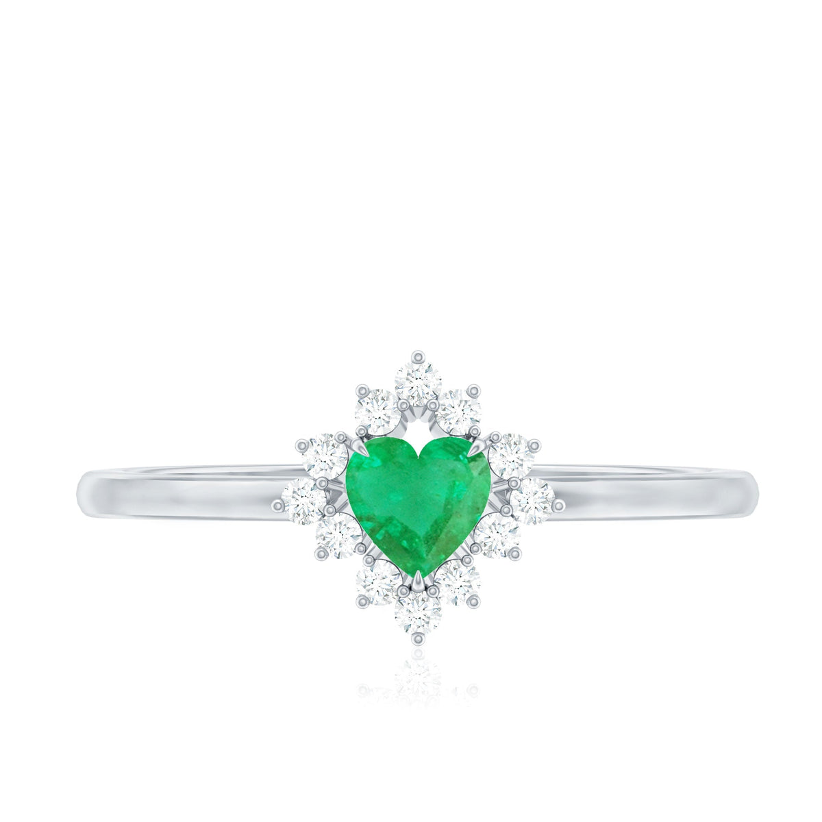 Emerald Heart Ring – Natural AAA Quality Emerald Diamond Promise Ring in Rose Gold