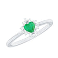 Emerald Heart Ring – Natural AAA Quality Emerald Diamond Promise Ring in Rose Gold