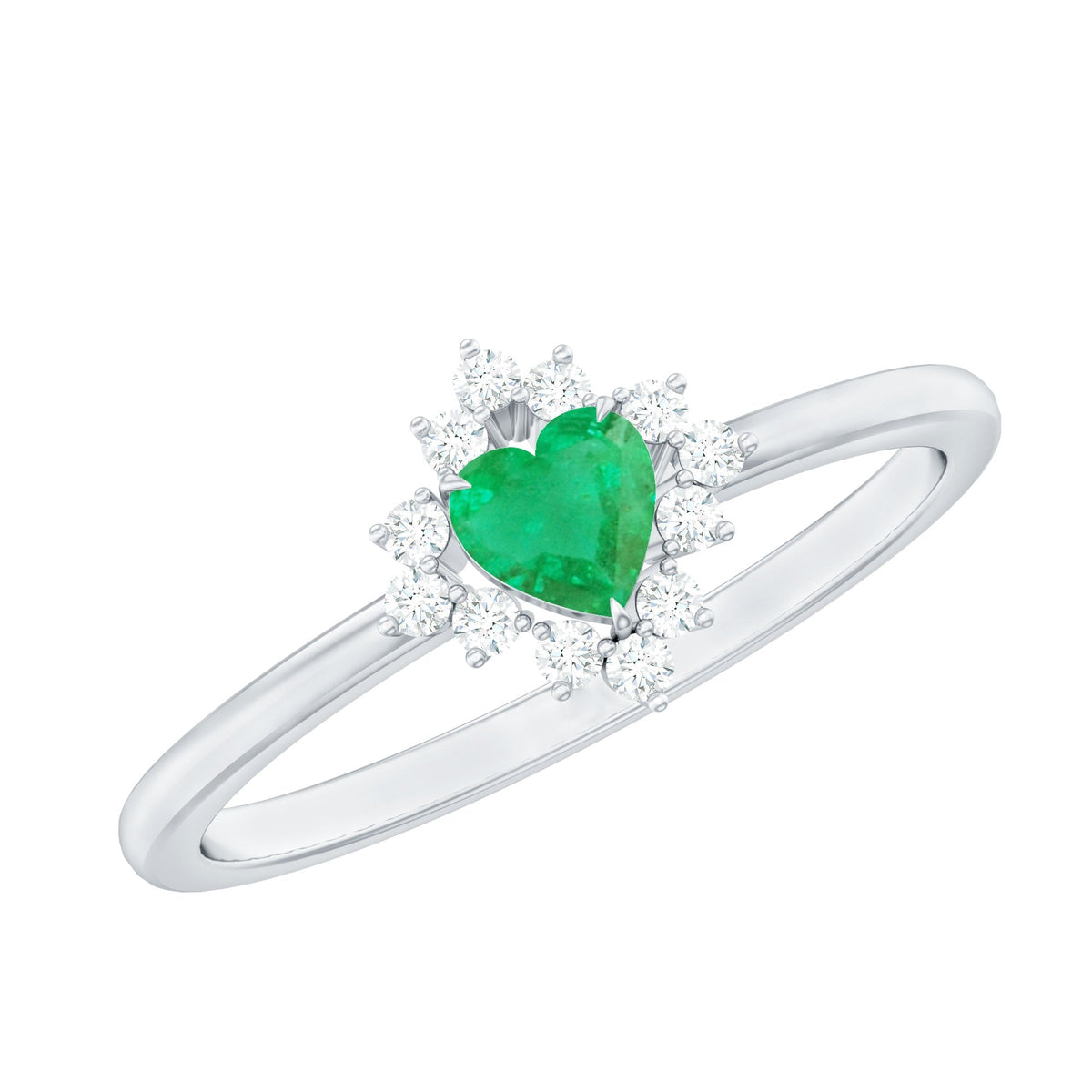 Emerald Heart Ring – Natural AAA Quality Emerald Diamond Promise Ring in Rose Gold