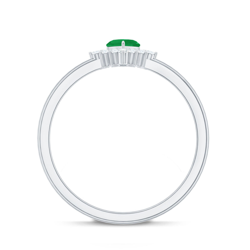 Emerald Heart Ring – Natural AAA Quality Emerald Diamond Promise Ring in Rose Gold