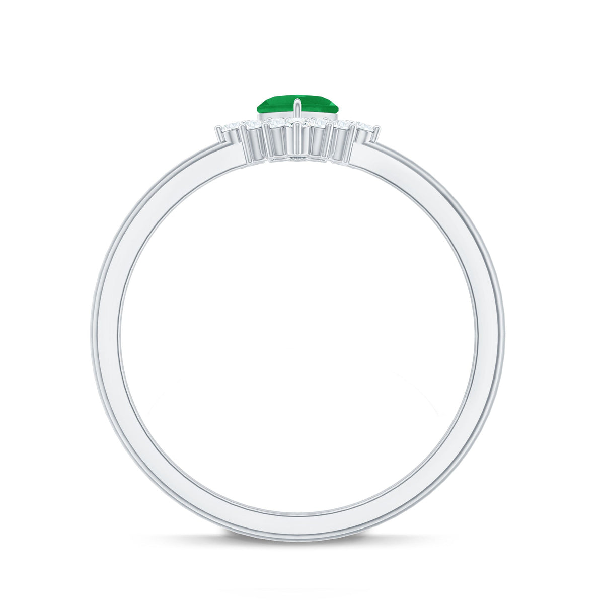 Emerald Heart Ring – Natural AAA Quality Emerald Diamond Promise Ring in Rose Gold
