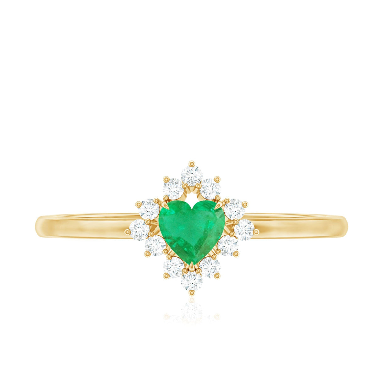 Emerald Heart Ring – Natural AAA Quality Emerald Diamond Promise Ring in Rose Gold