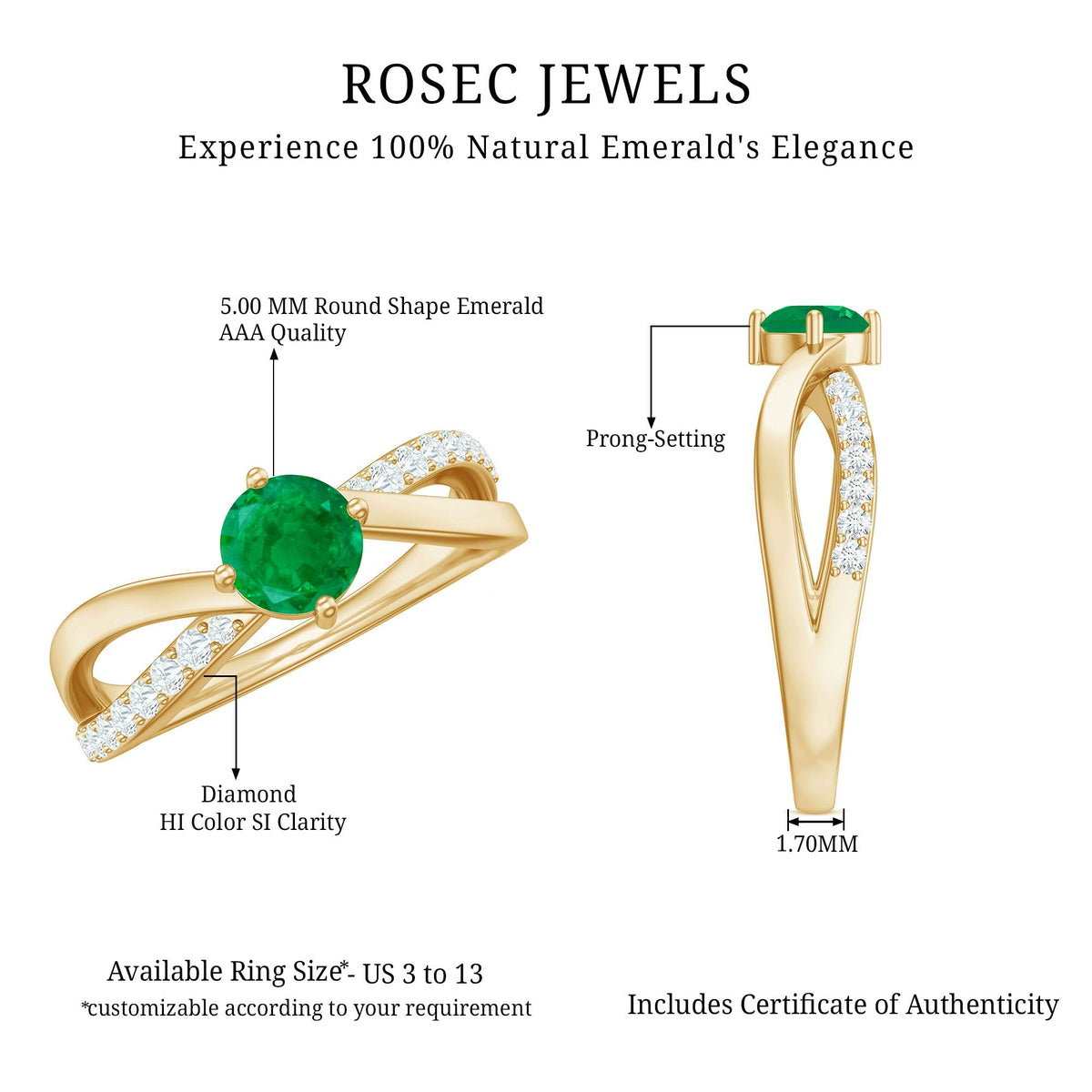 Emerald Infinity Promise Ring – AAA Quality Diamond Green Gemstone, Timeless Design