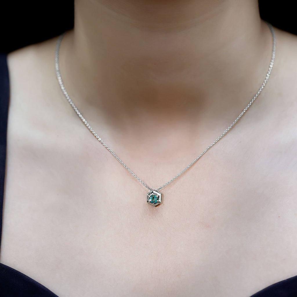 Emerald Pendant Necklace – Solitaire Hexagon Pendant With AAA Quality Emerald