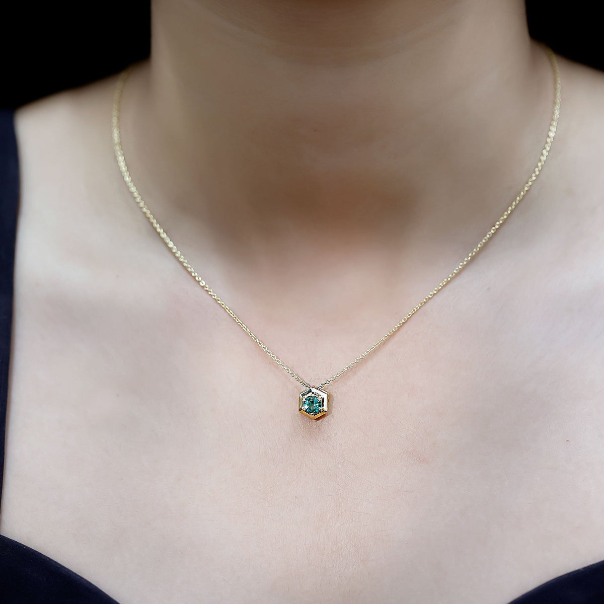 Emerald Pendant Necklace – Solitaire Hexagon Pendant With AAA Quality Emerald