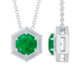 Emerald Pendant Necklace – Solitaire Hexagon Pendant With AAA Quality Emerald