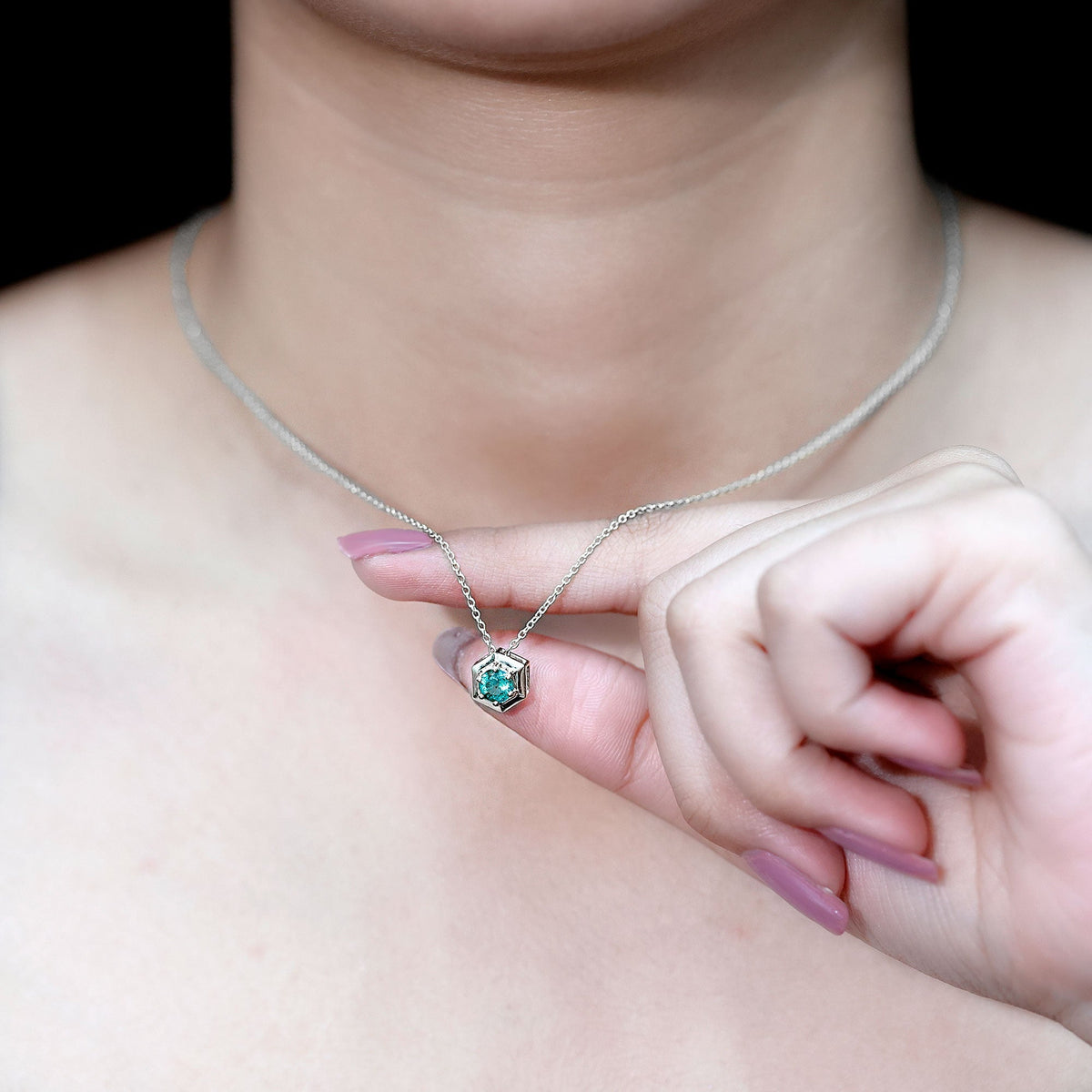 Emerald Pendant Necklace – Solitaire Hexagon Pendant With AAA Quality Emerald