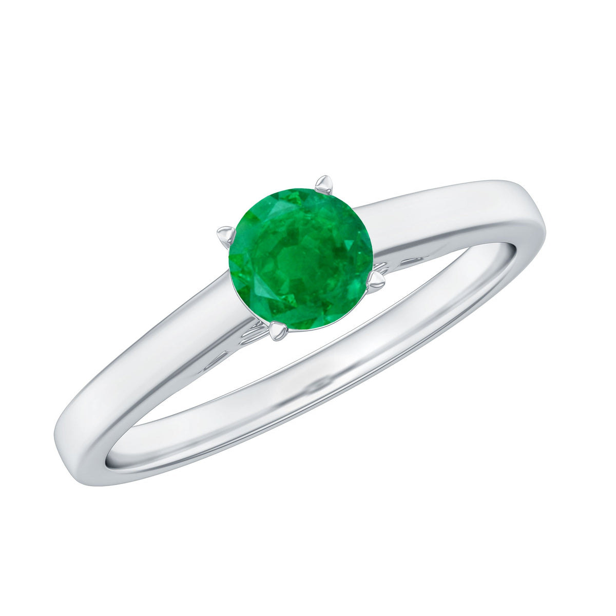Emerald Promise Ring - 0.4 Carat Round Solitaire Basket Setting for Her