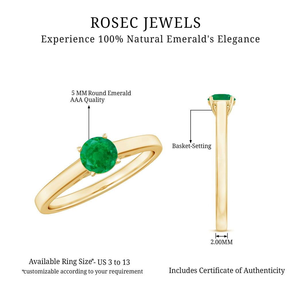 Emerald Promise Ring - 0.4 Carat Round Solitaire Basket Setting for Her