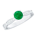 Emerald Promise Ring – AAA Quality Solitaire Emerald Ring with Diamond Accents