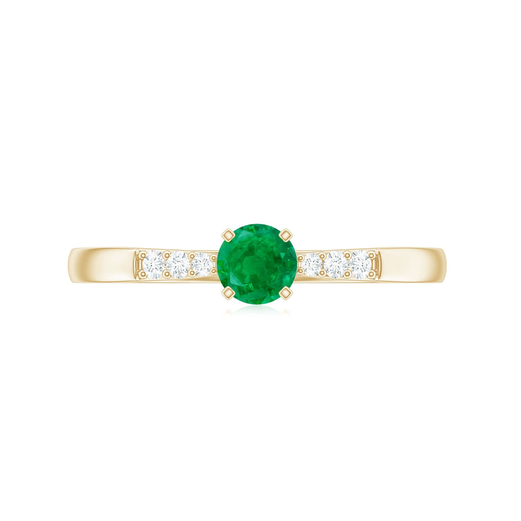 Emerald Promise Ring – Half Carat Round Cut Emerald With Diamonds | Rosec Jewels