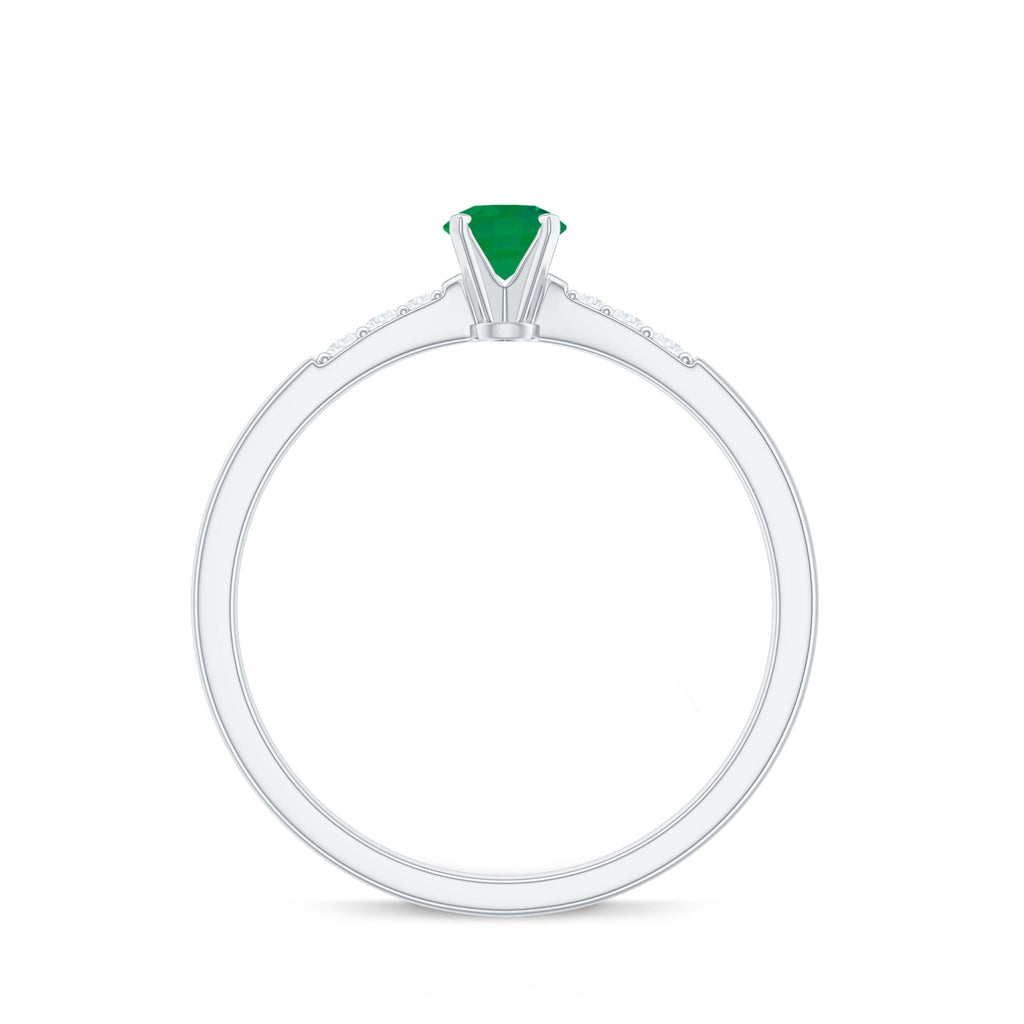 Emerald Promise Ring – Half Carat Round Cut Emerald With Diamonds | Rosec Jewels
