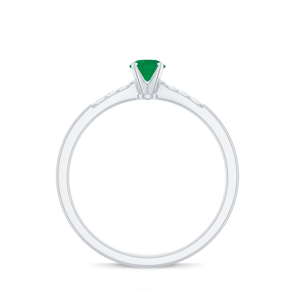 Emerald Promise Ring – Half Carat Round Cut Emerald With Diamonds | Rosec Jewels