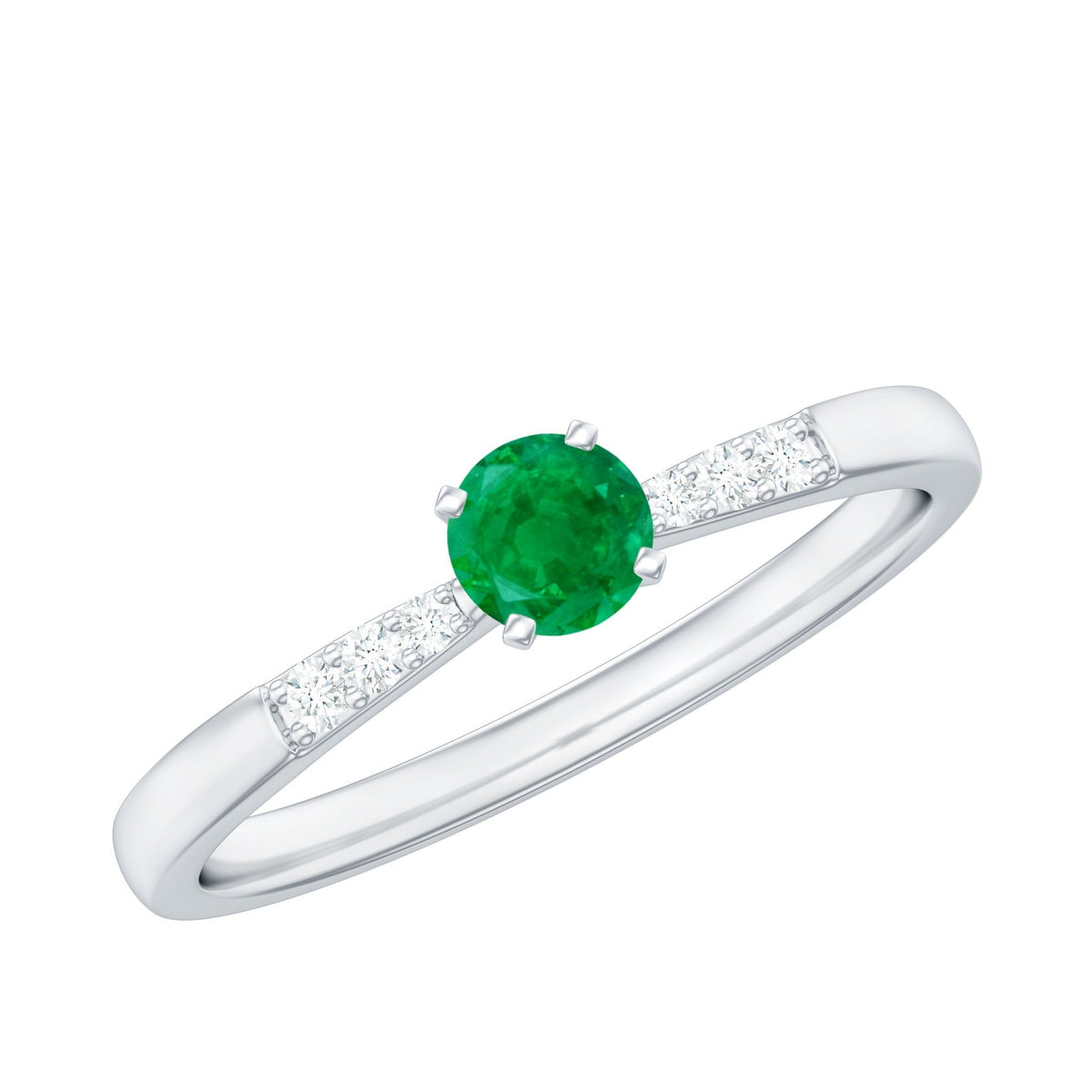 Emerald Promise Ring – Half Carat Round Cut Emerald With Diamonds | Rosec Jewels