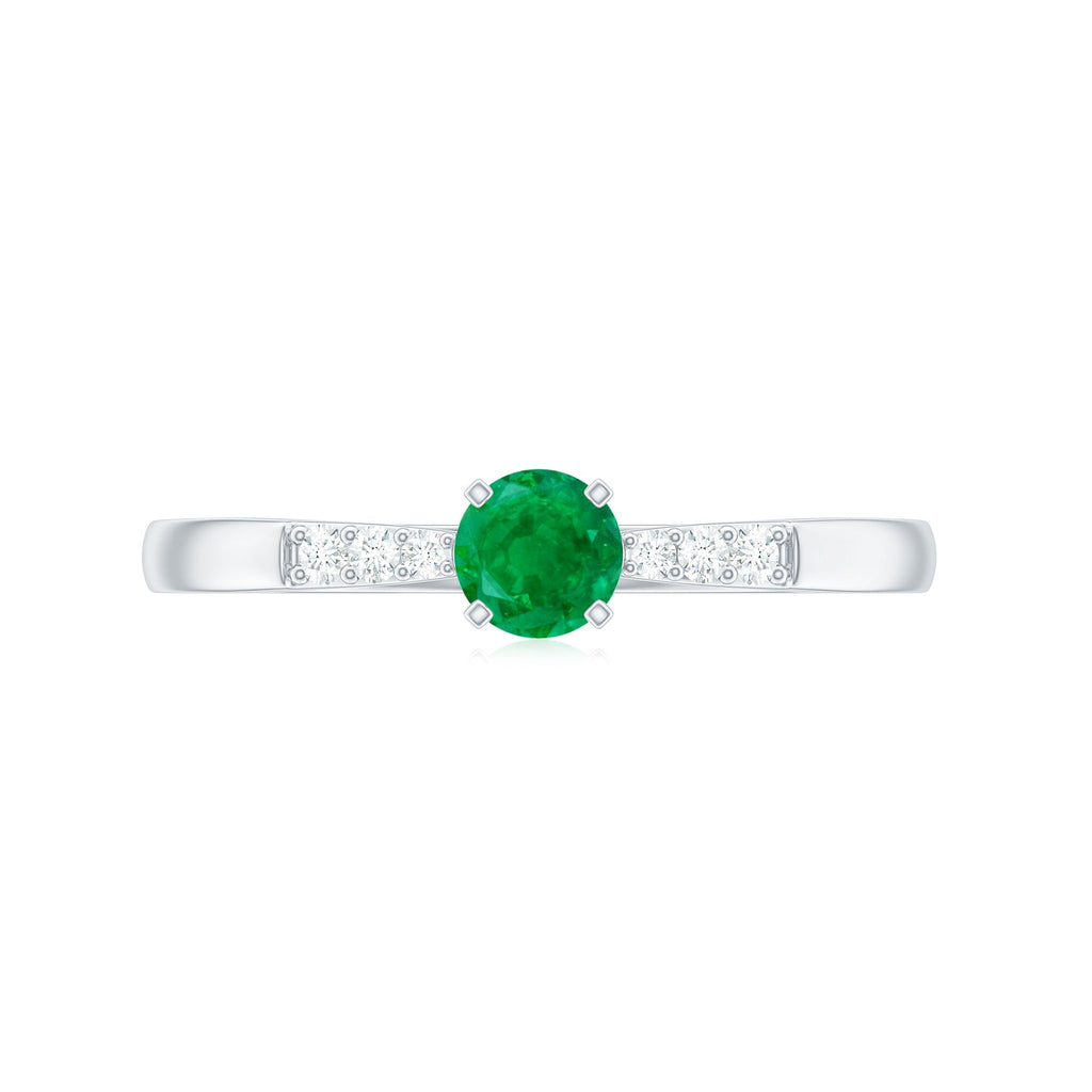 Emerald Promise Ring – Half Carat Round Cut Emerald With Diamonds | Rosec Jewels