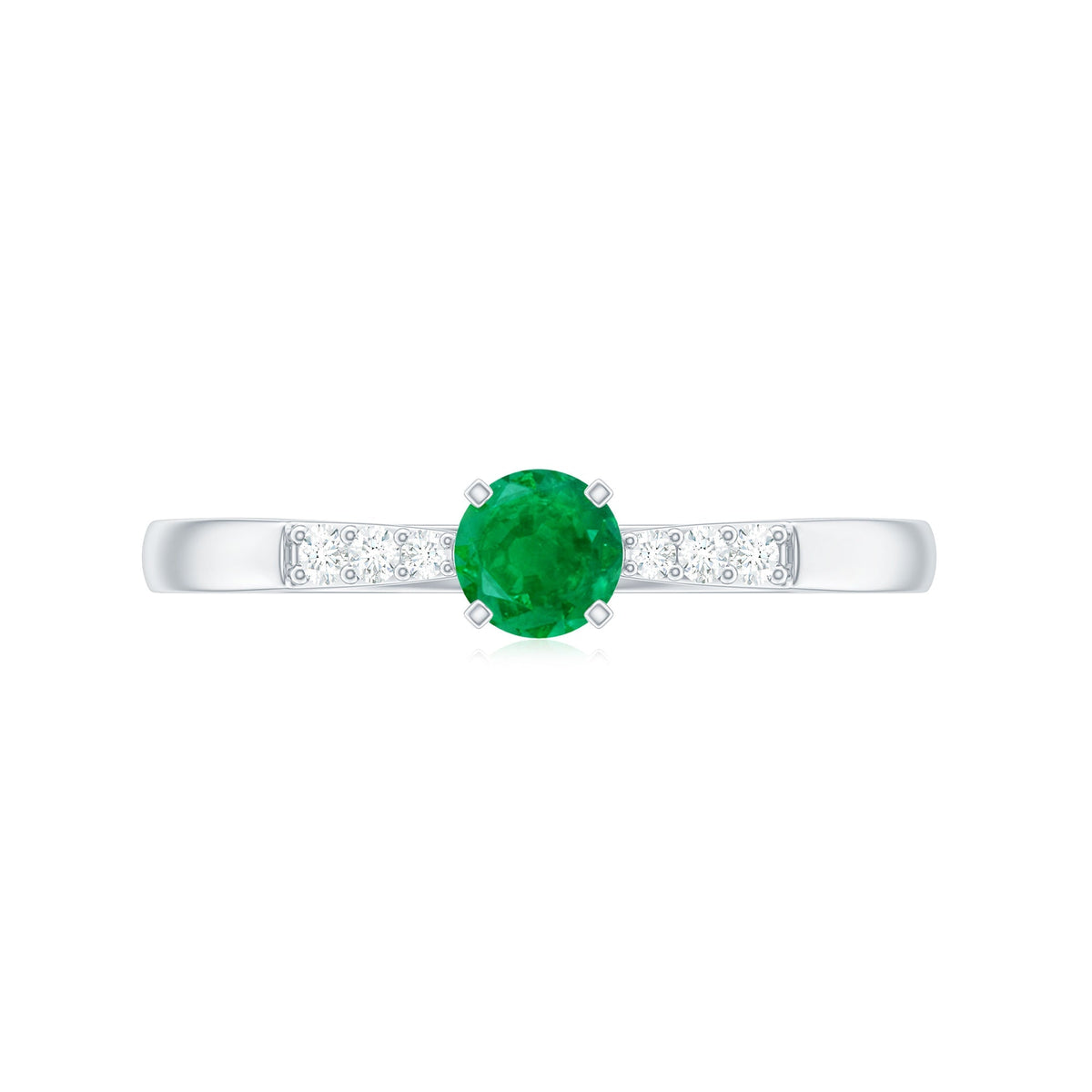 Emerald Promise Ring – Half Carat Round Cut Emerald With Diamonds | Rosec Jewels