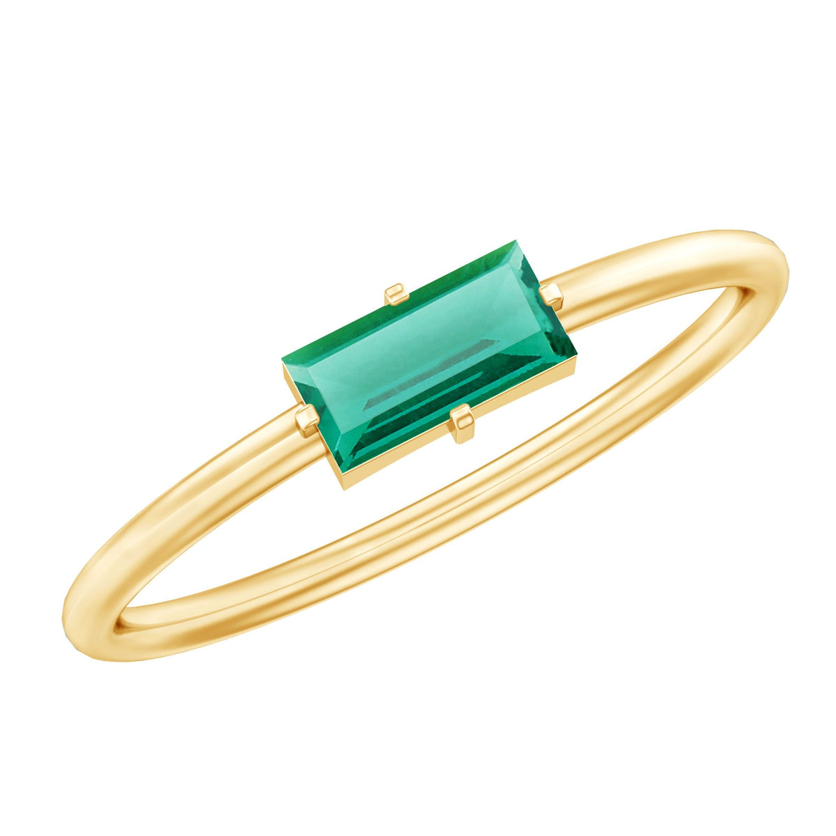 Emerald Promise Ring - Lab Created Emerald Solitaire Ring in East West Setting