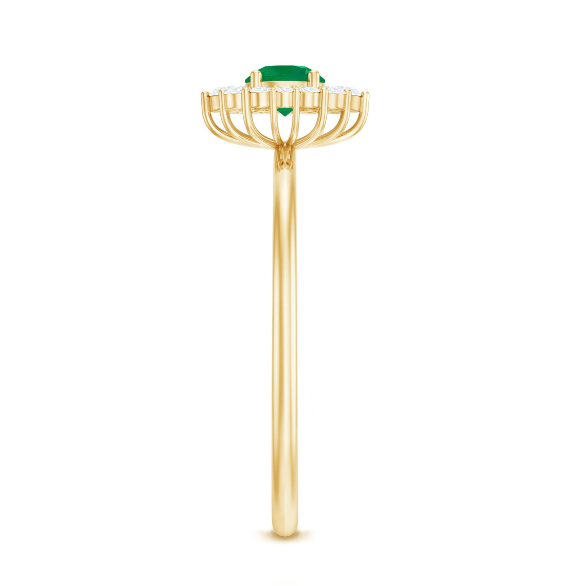 Emerald Promise Ring – Natural AAA Quality Green Gemstone with Diamond Halo Setting