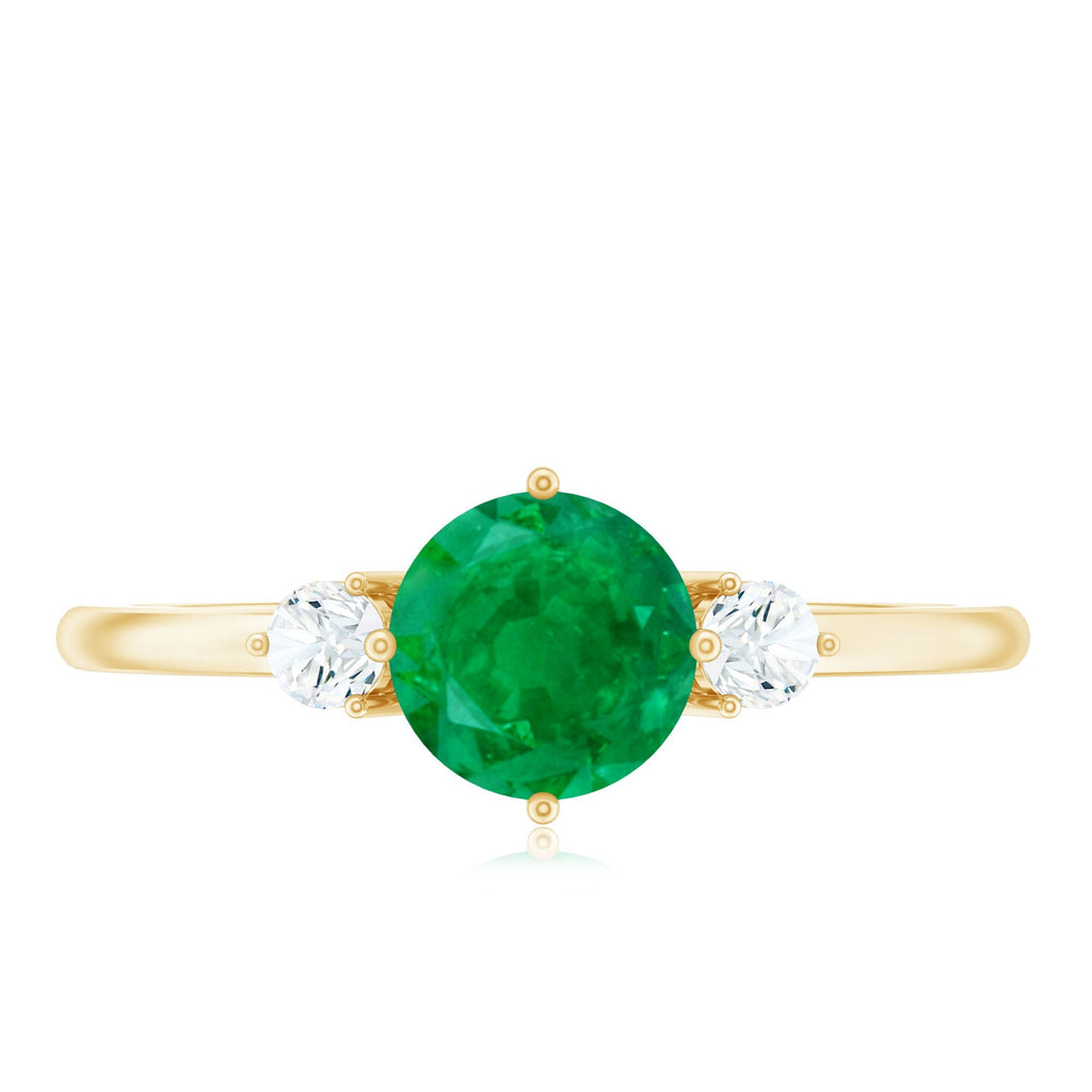 Emerald Promise Ring – Natural Emerald And Diamond Three Stone Engagement Ring
