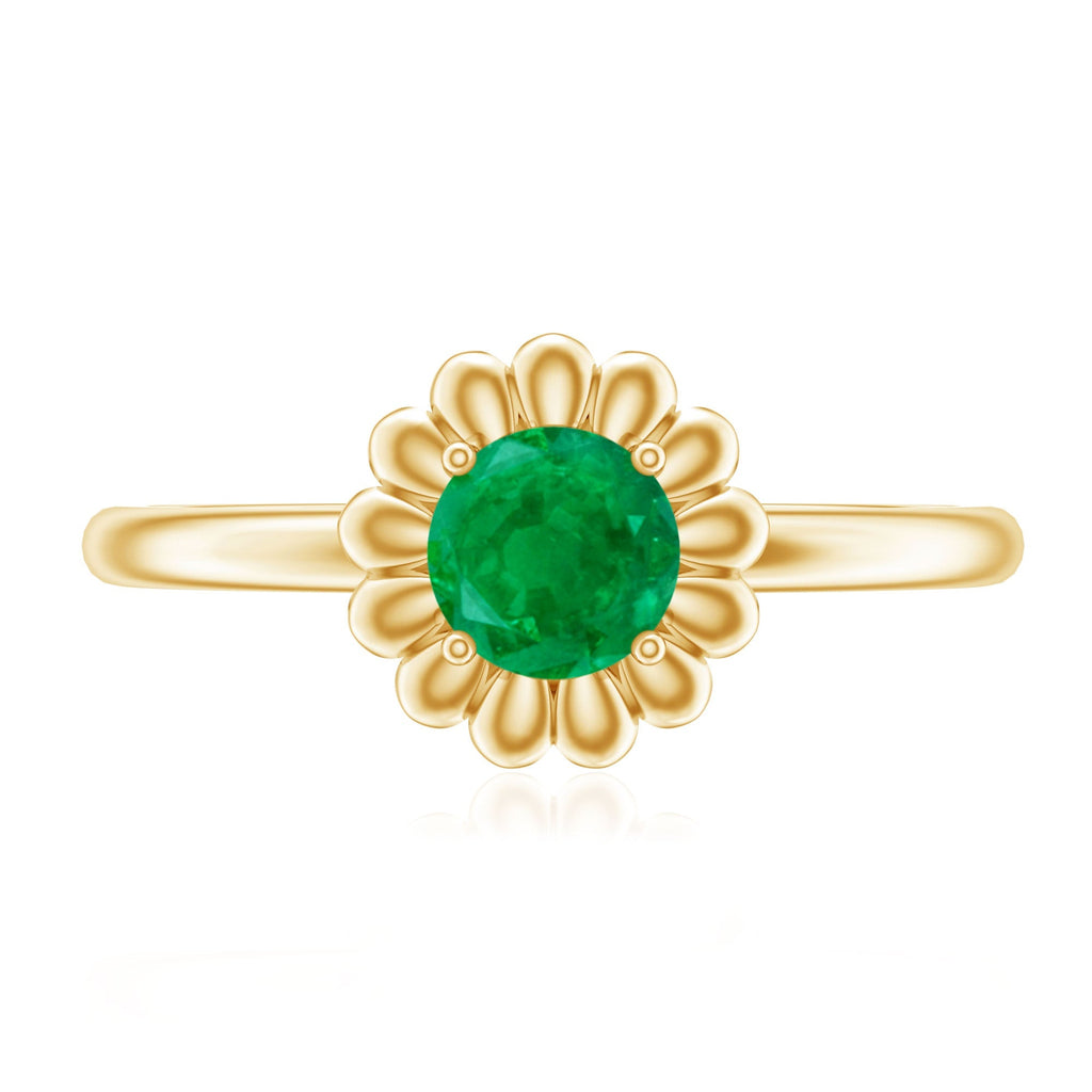 Emerald Promise Ring – Natural Flower Design with AAA Quality Green Gemstone
