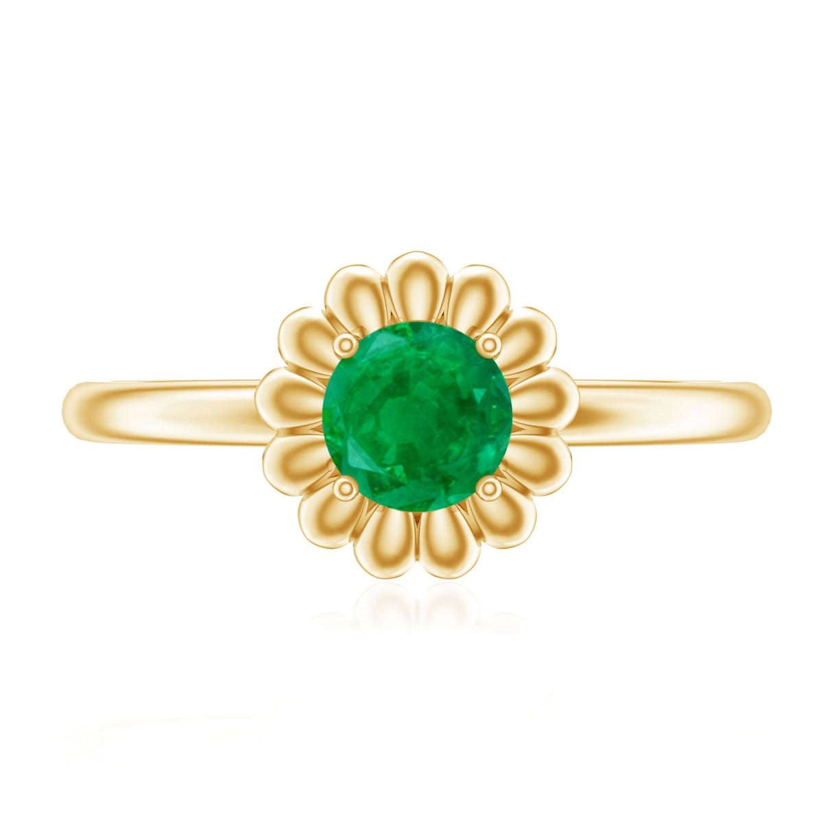 Emerald Promise Ring – Natural Flower Design with AAA Quality Green Gemstone