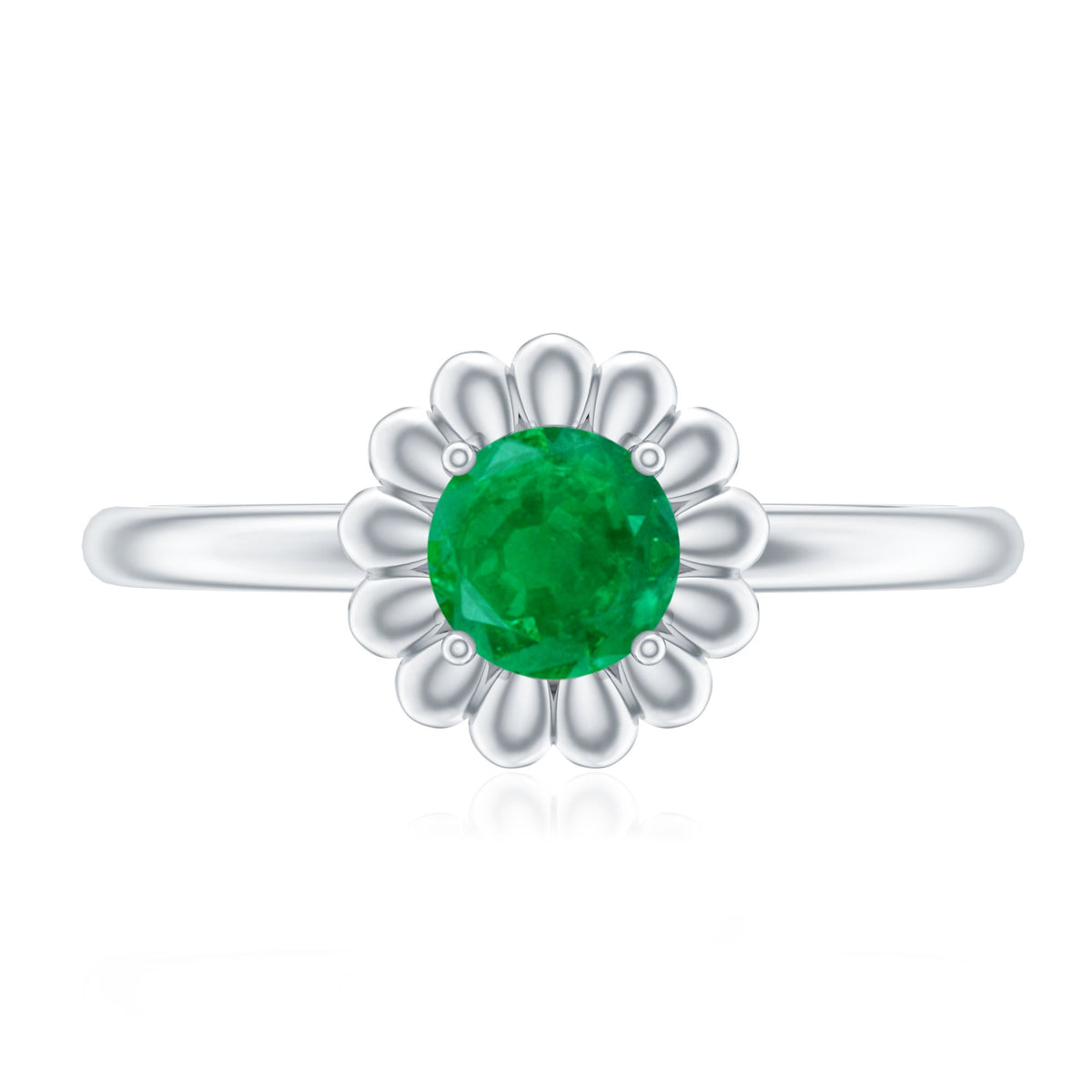 Emerald Promise Ring – Natural Flower Design with AAA Quality Green Gemstone