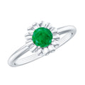 Emerald Promise Ring – Natural Flower Design with AAA Quality Green Gemstone