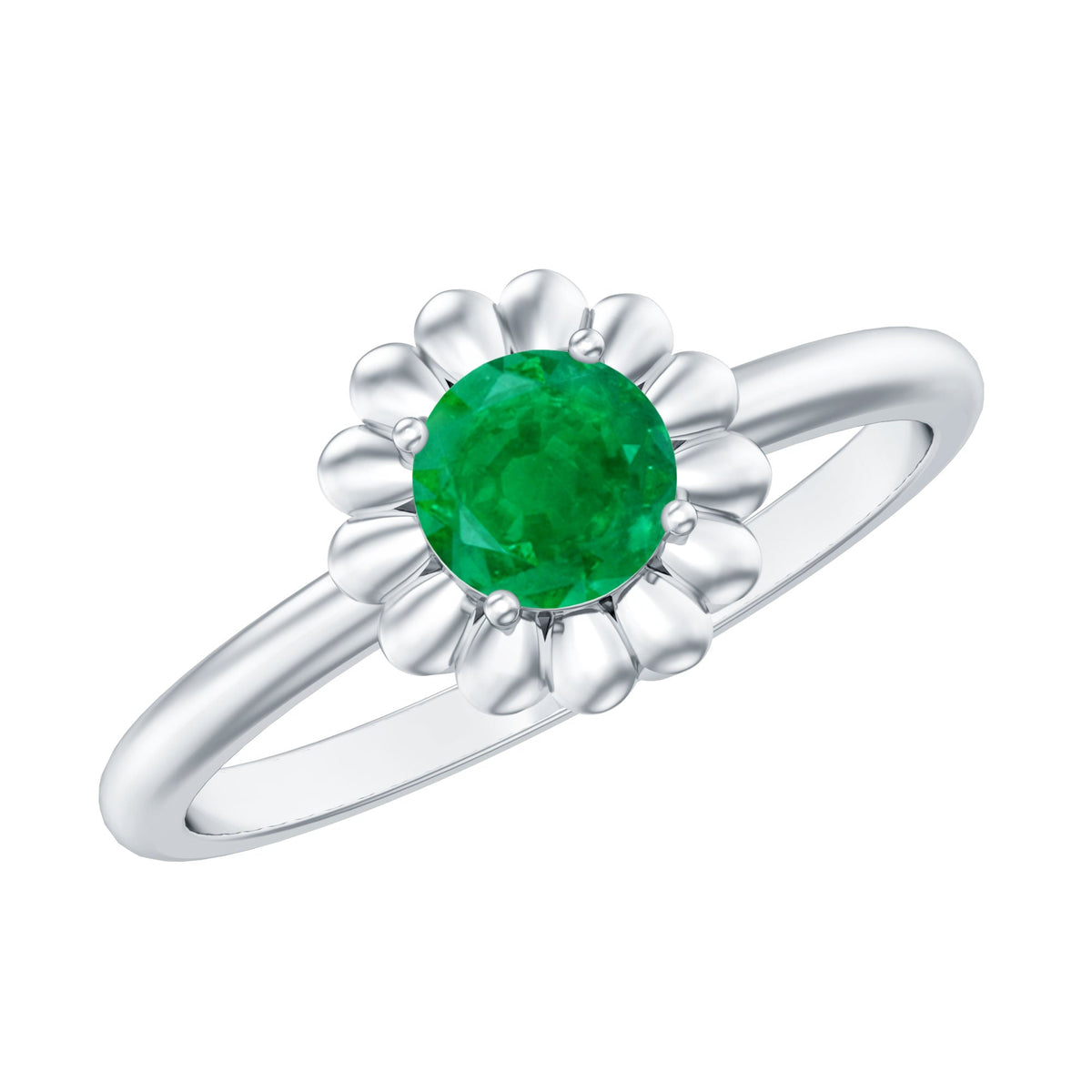 Emerald Promise Ring – Natural Flower Design with AAA Quality Green Gemstone