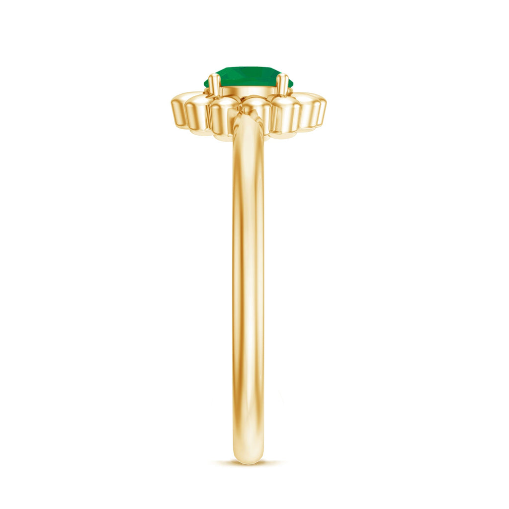 Emerald Promise Ring – Natural Flower Design with AAA Quality Green Gemstone
